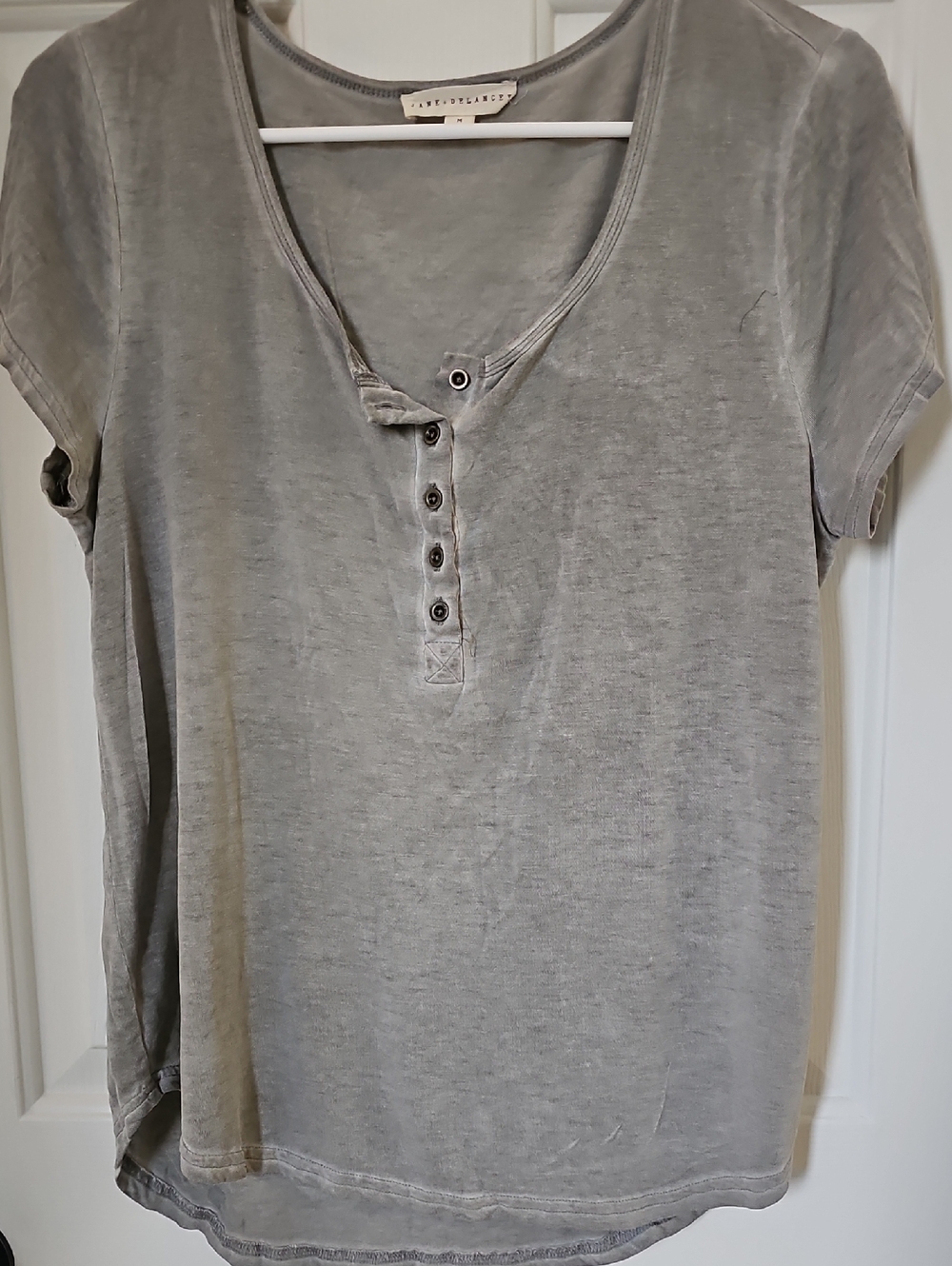 Jane and Delancey Grey Short-Sleeve Henley Tee